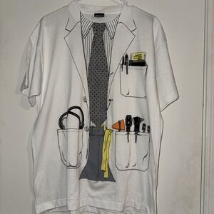 Vintage 1978 Leslie Arwin Mens XL  Doctor Coat Shirt Single Stitch